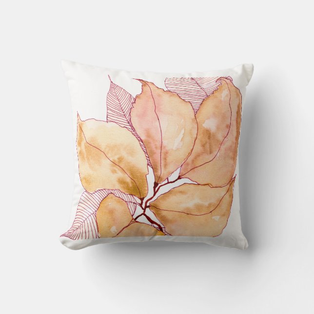 Coussin Feuilles d'aquarelle d'automne Illustration botani (Recto)