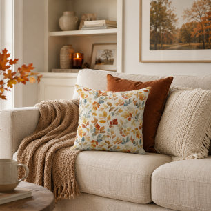 Coussin Feuilles d'automne à l'aquarelle – Nature automnal