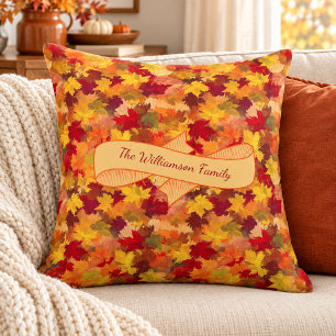 Coussin Feuilles d'automne à l'aquarelle personnalisées -