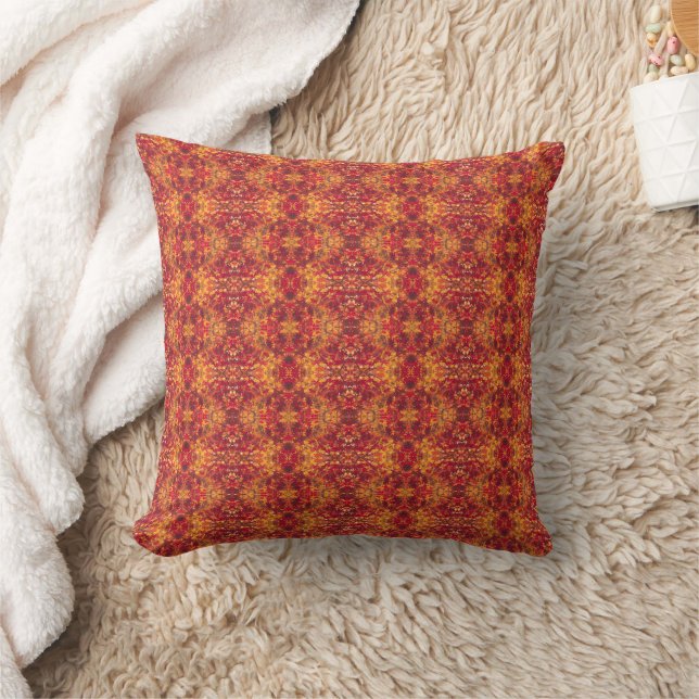 Coussin Feuilles d'automne Abstraites II Coton rouge orang (Couverture)