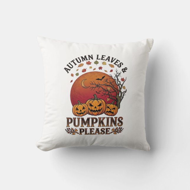 Coussin Feuilles d'Automne Citrouilles S'il Vous Plaît Hal (Recto)