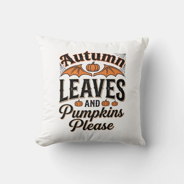 Coussin Feuilles d'automne Citrouilles S'il vous plaît Vin (Recto)