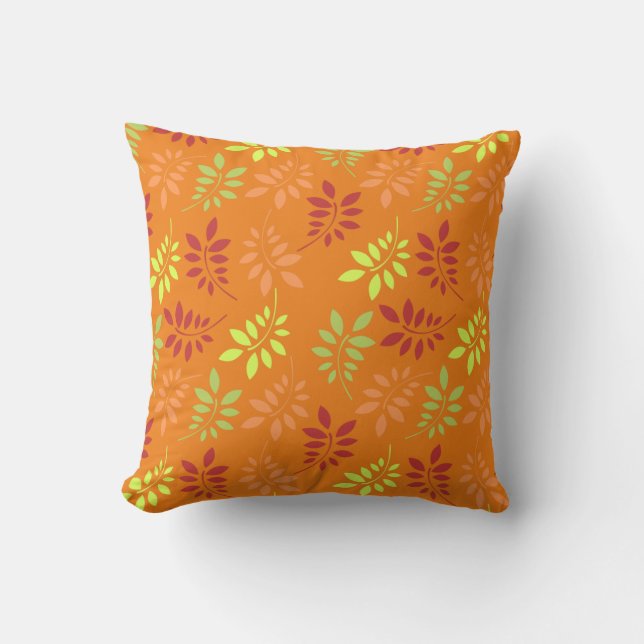 Coussin Feuilles d'automne colorées aux tons chauds (Recto)