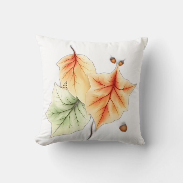 Coussin Feuilles d'automne délicates avec Acorns (Recto)