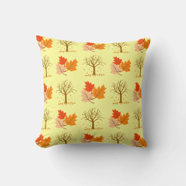 Coussin Feuilles d'automne et arbres Lancer l'oreiller (Recto)