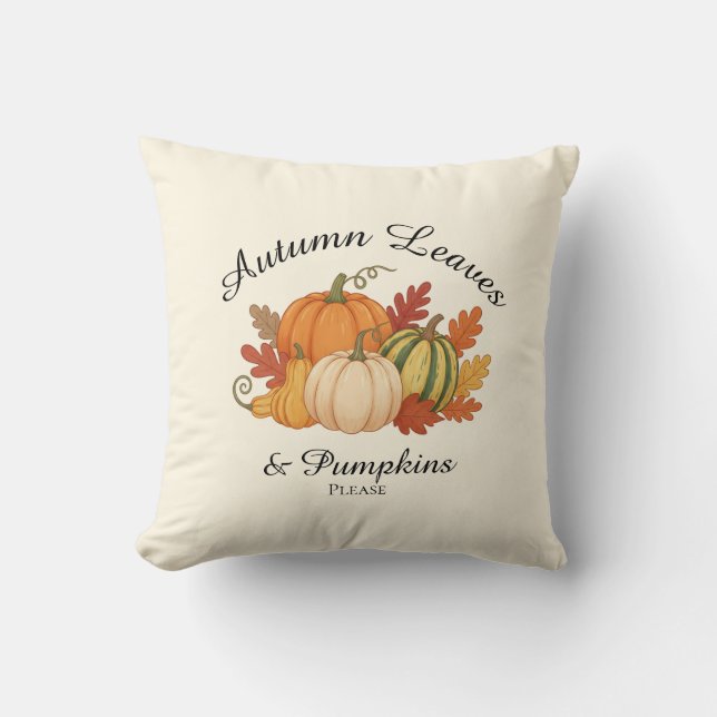 Coussin Feuilles d'automne et Citrouilles - Cosy Harvest D (Recto)