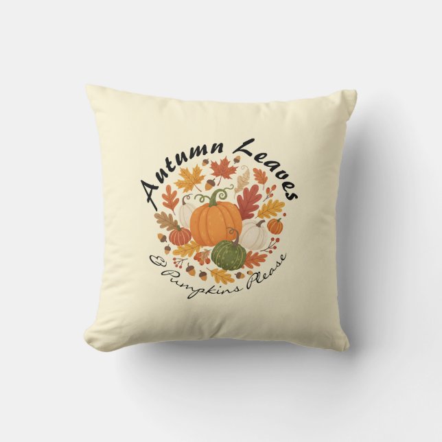 Coussin Feuilles d'automne et citrouilles – Lumière Automn (Recto)