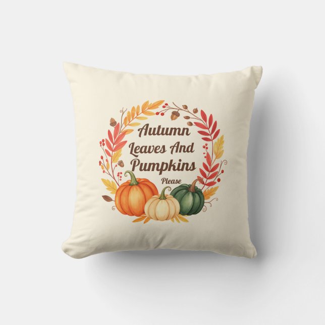 Coussin Feuilles d'automne et Citrouilles - Rustic Fall Fa (Recto)