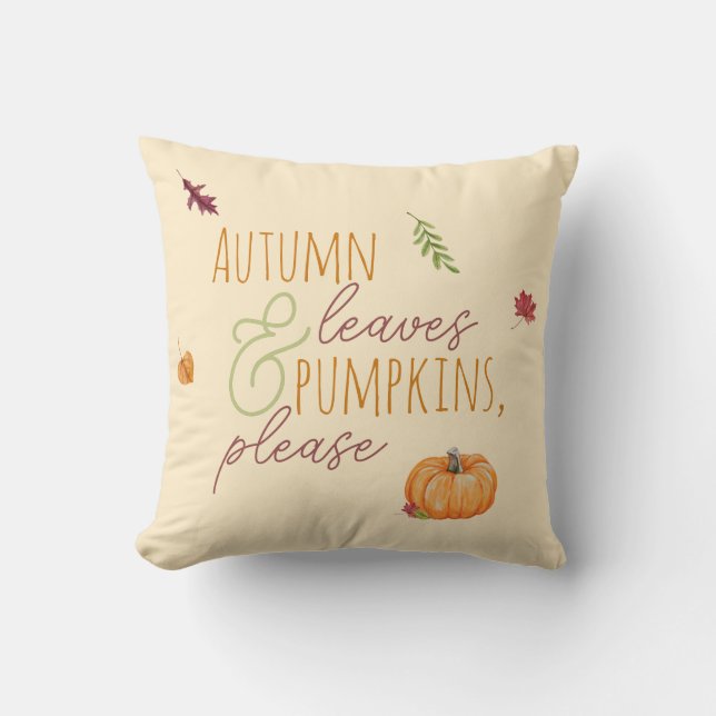 Coussin Feuilles d'automne et Citrouilles, S'Il Vous Plaît (Recto)