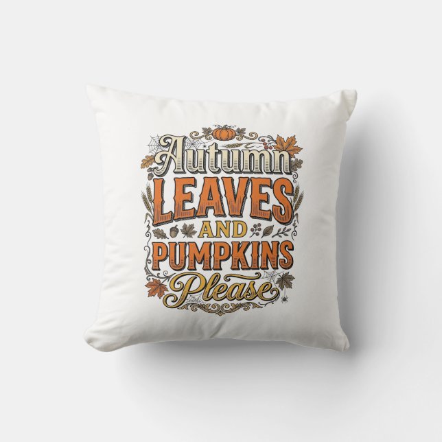 Coussin Feuilles D'automne Et Citrouilles S'il Vous Plaît  (Recto)
