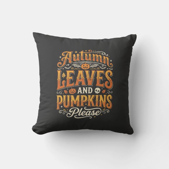 Coussin Feuilles d'automne et citrouilles s'il vous plaît  (Recto)