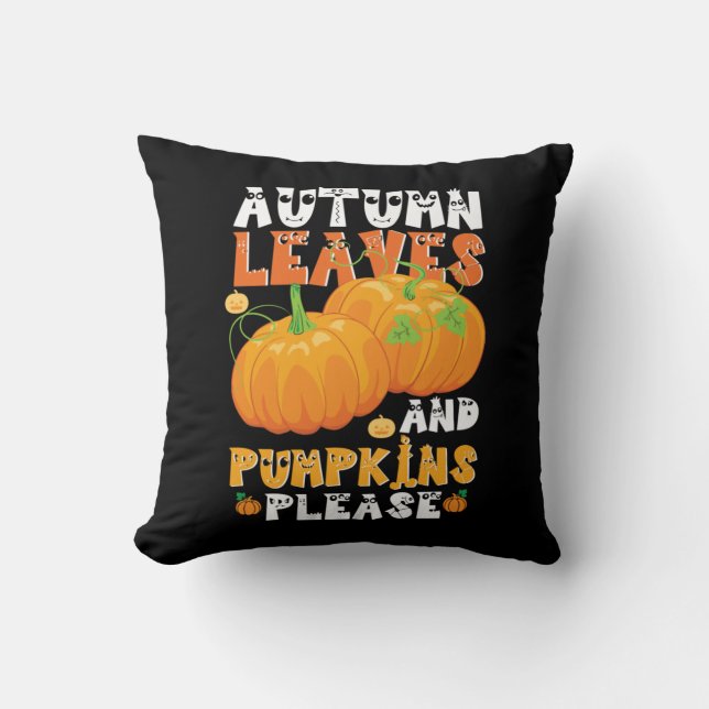Coussin Feuilles D'Automne Et Citrouilles S'Il Vous Plaît  (Recto)