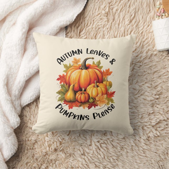 Coussin Feuilles d'automne et Citrouilles s'il vous plaît  (Couverture)