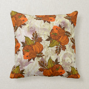 Coussin Feuilles d'automne et Motif d'automne Citrouille
