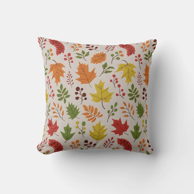 Coussin Feuilles d'automne et Motif de baies (Recto)