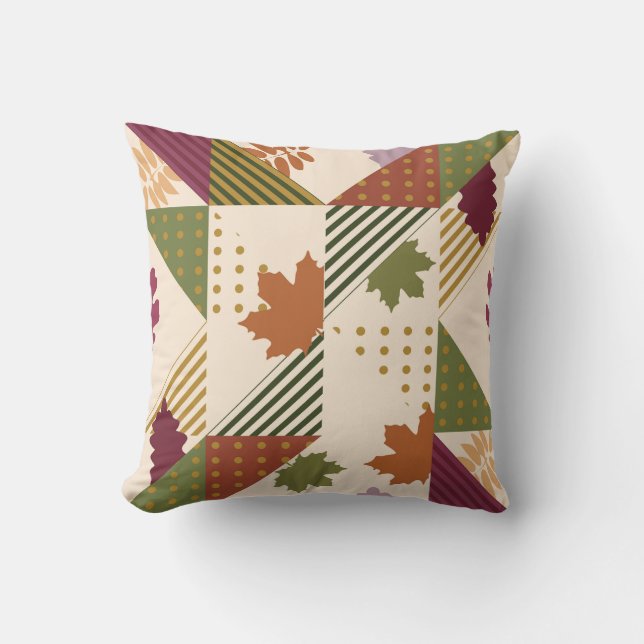 Coussin Feuilles d'automne géométriques Me Core Essentials (Recto)