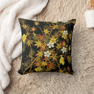Coussin Feuilles d'automne japonaises Antique botanique