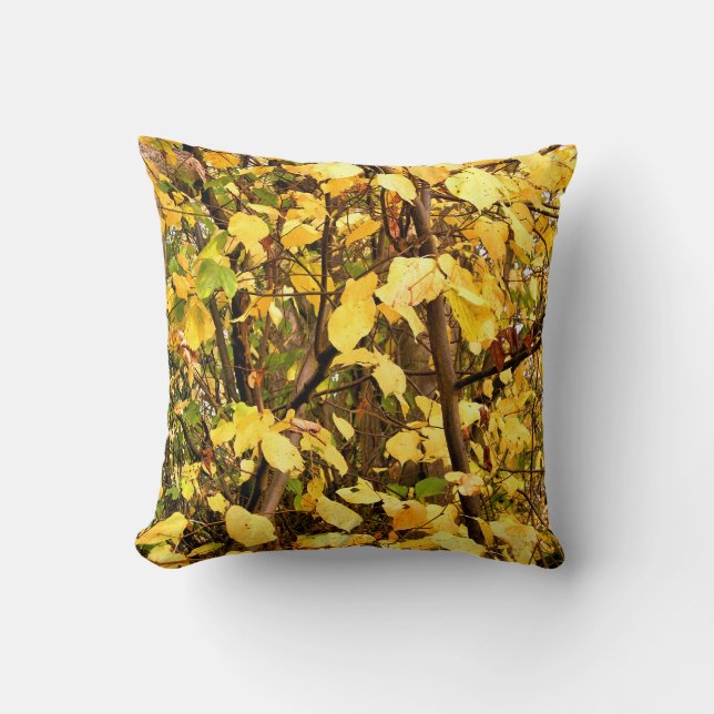 COUSSIN FEUILLES D'AUTOMNE JAUNE (Recto)