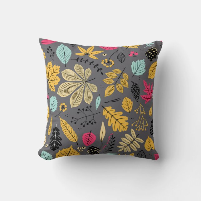 Coussin Feuilles d'automne : Motif foncé sans couture (Recto)