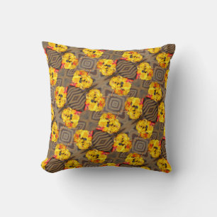 Coussin Feuilles d'automne noires, jaunes et oranges dos s