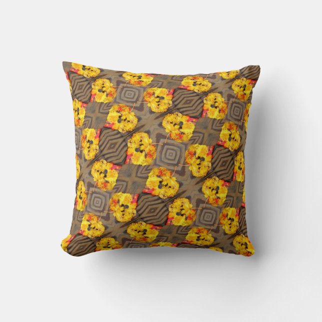 Coussin Feuilles d'automne noires, jaunes et oranges dos s (Recto)