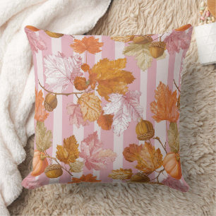Coussin Feuilles d'automne rose et Motif d'Acorns - automn