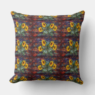 Coussin Feuilles d'automne rustiques et tournesols Lancer