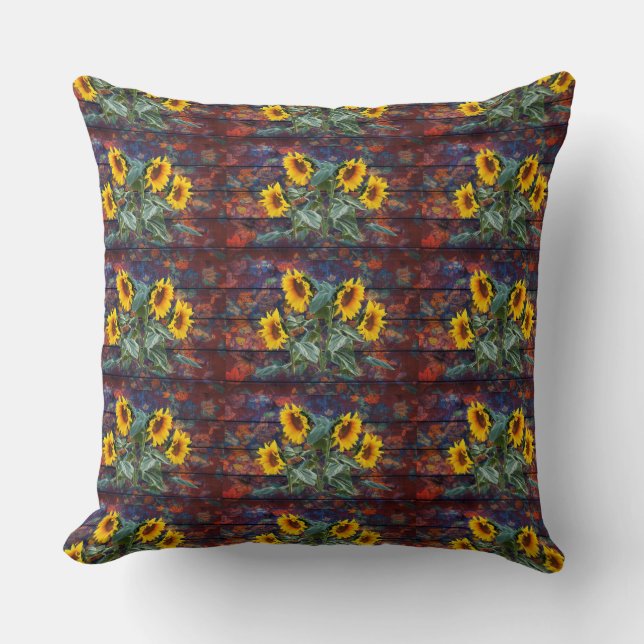 Coussin Feuilles d'automne rustiques et tournesols Lancer  (Recto)
