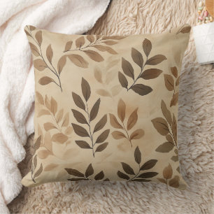 Coussin Feuilles d'automne rustiques vintage de teinte bru