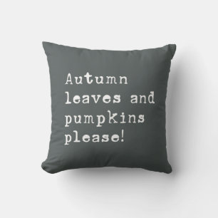 Coussin Feuilles d'automne simples et Citrouille Type Grey