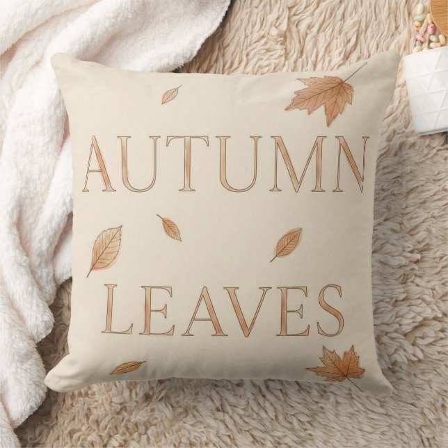 Coussin Feuilles d'automne Typographie éditoriale aquarell (Couverture)