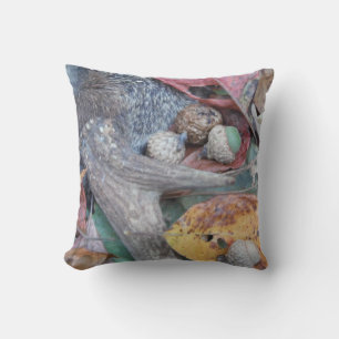 Coussin feuilles de automne bois et glands
