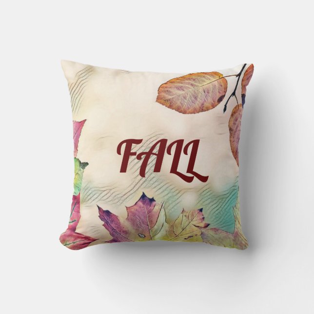 Coussin Feuilles de automne colorées avec aquarelle de cou (Recto)