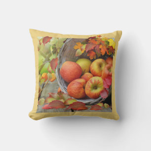 Coussin Feuilles de automne colorées et panier de pomme