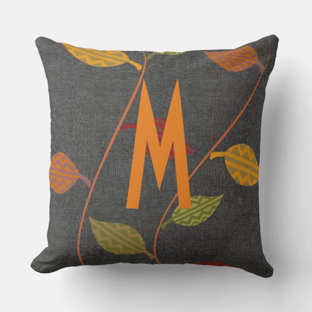 Coussin Feuilles de automne rustique Vibe Ajouter un monog (Recto)