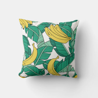 Coussin Feuilles de bananes : Motif Vintage blanc.
