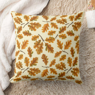 Coussin Feuilles de chêne automnal sur blanc