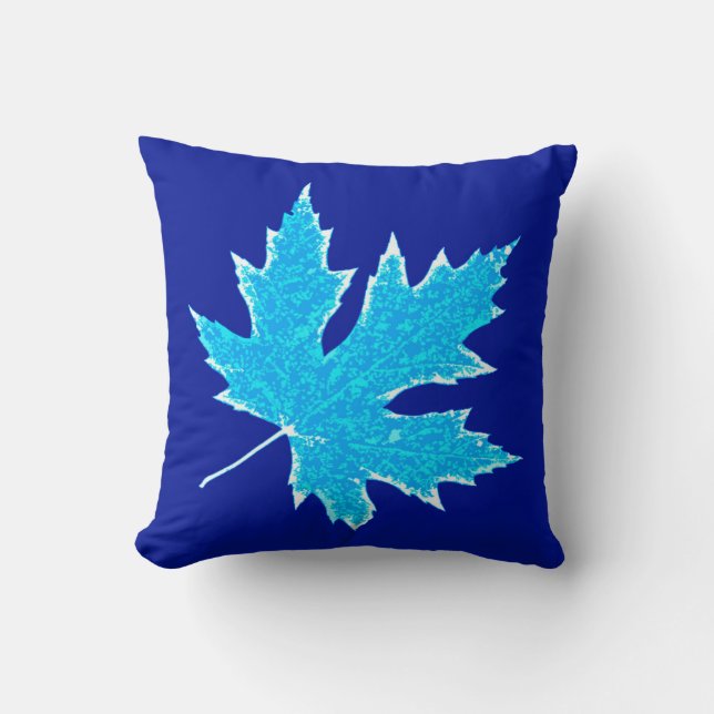 Coussin Feuilles de chêne - bleu et blanc (Recto)