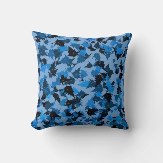 Coussin Feuilles de chêne bleues (Recto)