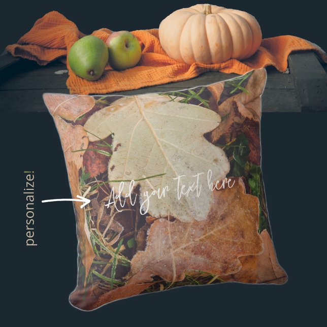 Coussin Feuilles de chêne d'automne gelé (Créateur téléchargé)