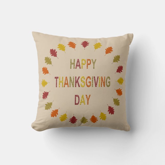 Coussin Feuilles de chêne de Thanksgiving à double face (Recto)