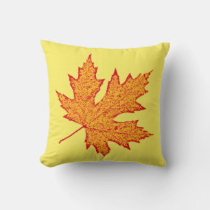 Coussin Feuilles de chêne - or orange et moutarde