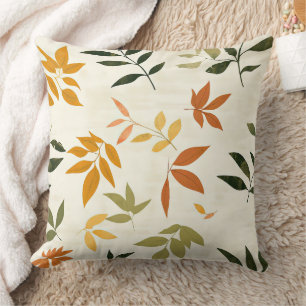 Coussin Feuilles de chêne rustiques vintage aux tons or et