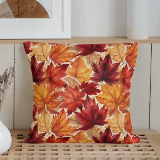 Coussin Feuilles de chute d'aquarelle