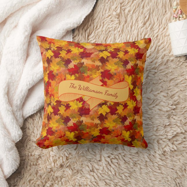 Coussin Feuilles de chute d'aquarelle personnalisées - Aut (Couverture)