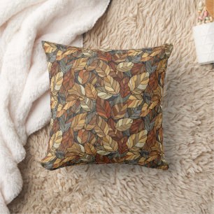 Coussin Feuilles de chute en verre tendu - Rustique automn
