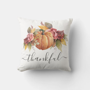 Coussin Feuilles de citrouille d'automne reconnaissantes