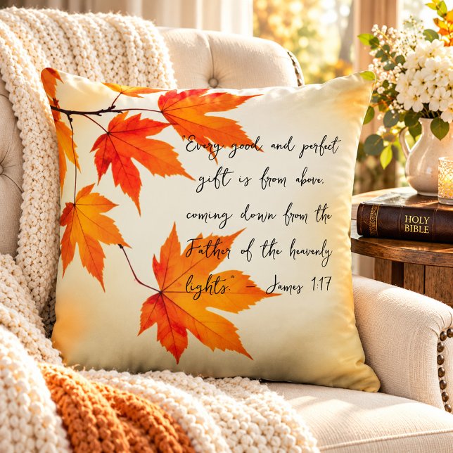 Coussin Feuilles de érable automnales chaudes & Foi d'auto (Créateur téléchargé)