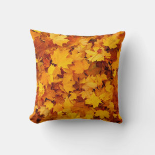 Coussin Feuilles de érable orange jaune marron d'automne