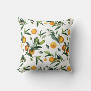 Coussin Feuilles de fleurs blanches de Citrus vives été br